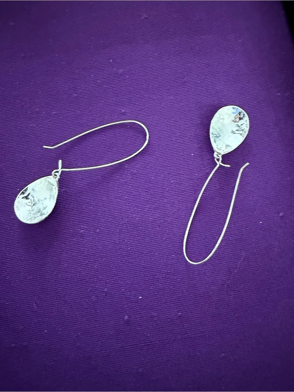 Sterling Silver Teardrop Dangle Earrings - Silver
